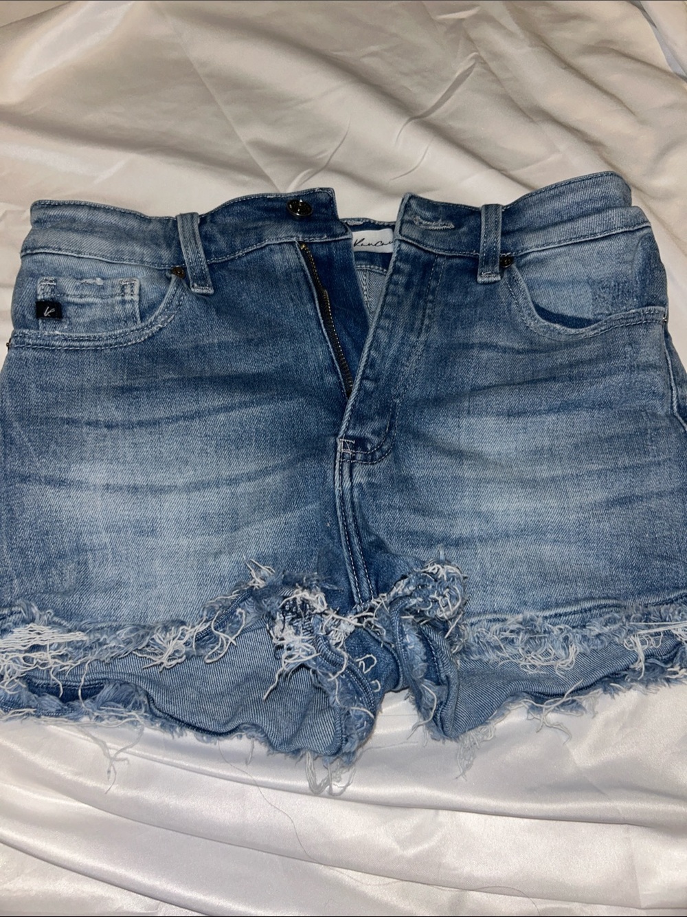 KanCan Light Blue Distressed Frayed Hem Jean Shorts